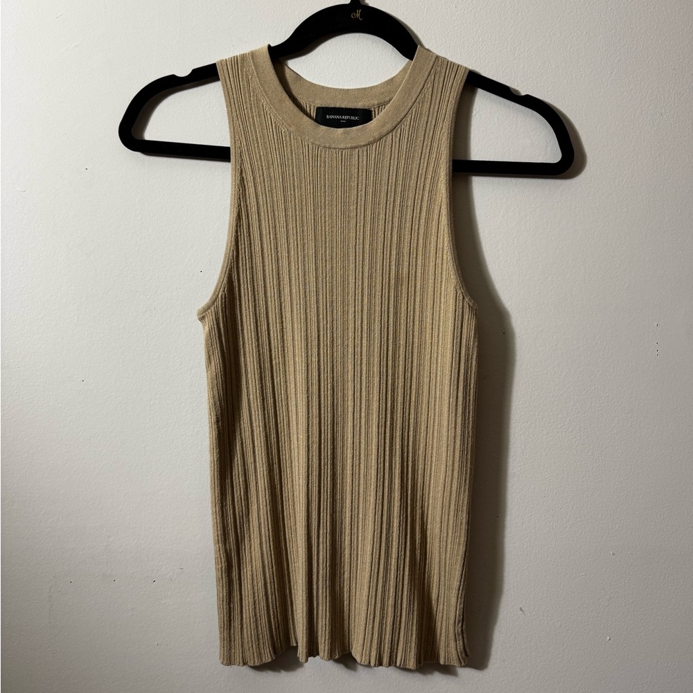Banana Republic Ribbed Sleeveless Tank - Beige
